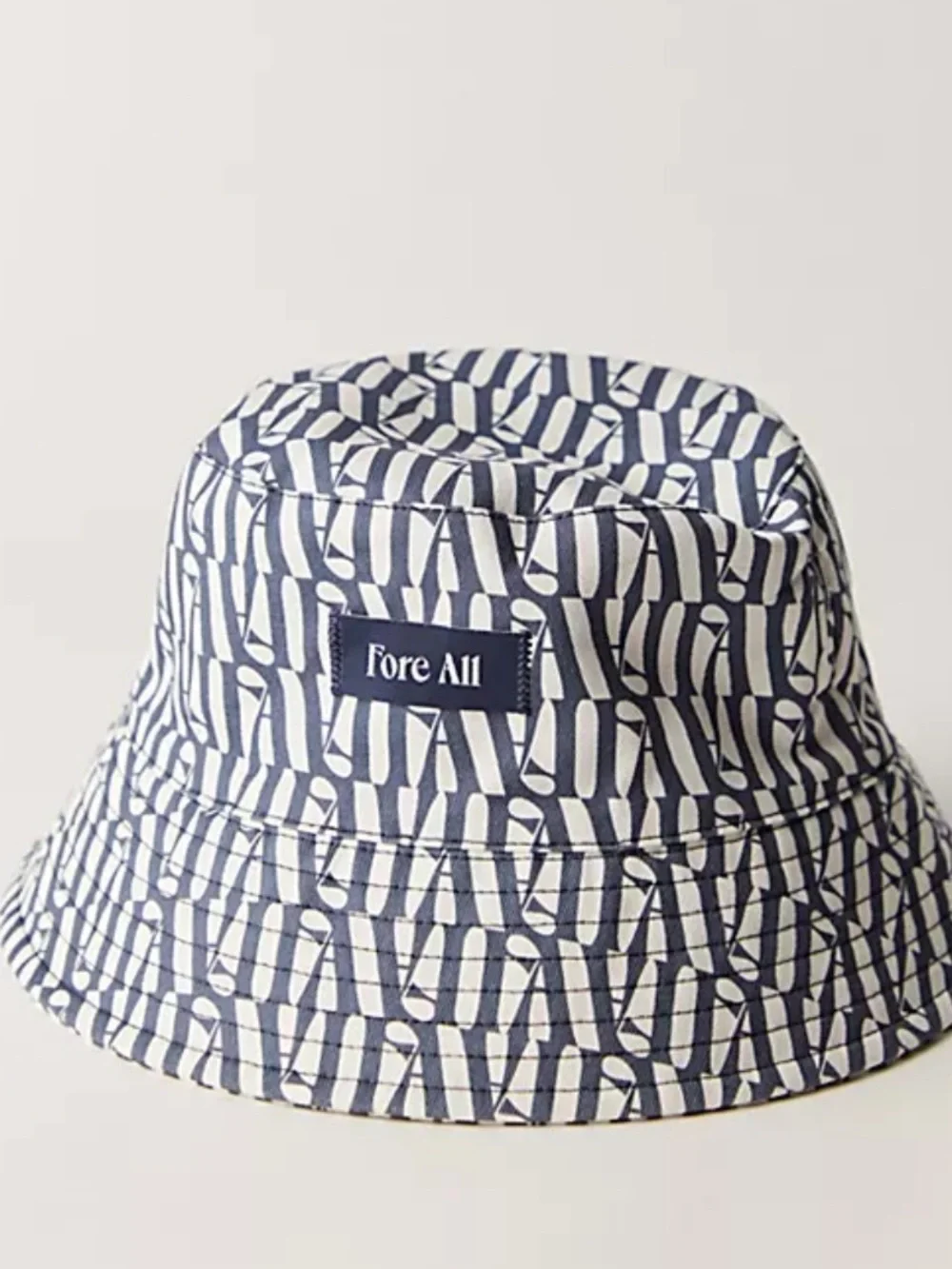 🆕 NWOT FORE ALL AUSTI Bucket Hat Logo Preppy Navy White Cotton Golf SUN BLOCK